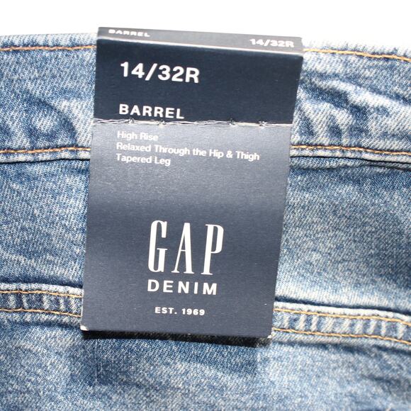 GAP Barrel Jeans Medium Indigo Denim Size 14 / 32 NWT - Picture 8 of 8
